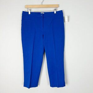 NEW Talbots Curvy Ankle Pants Royal Blue Cotton Stretch Size 12 Petite Women's